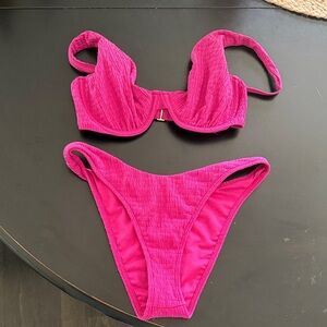 Dark pink Abercrombie Textured Bikini Set